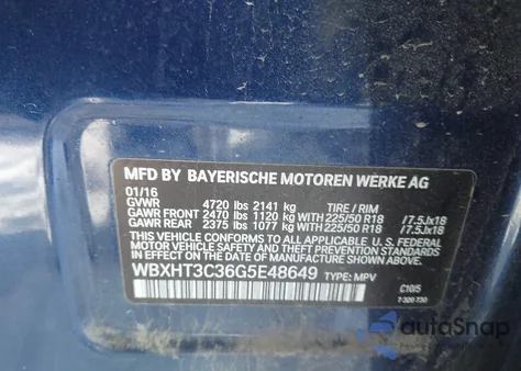 2016 BMW X1 xDrive28I z USA, uszkodzony, nr VIN WBXHT3C36G5E48649